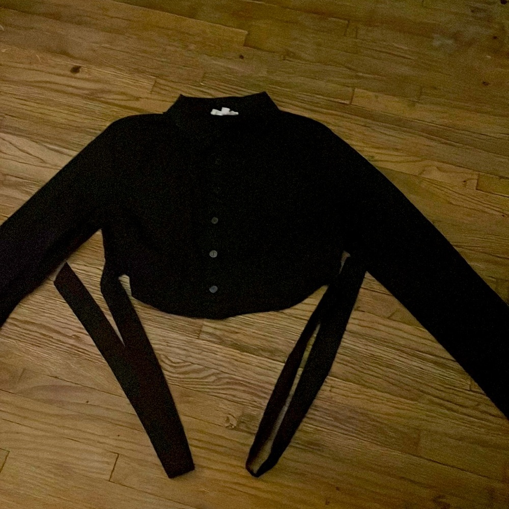 Black formal button down top